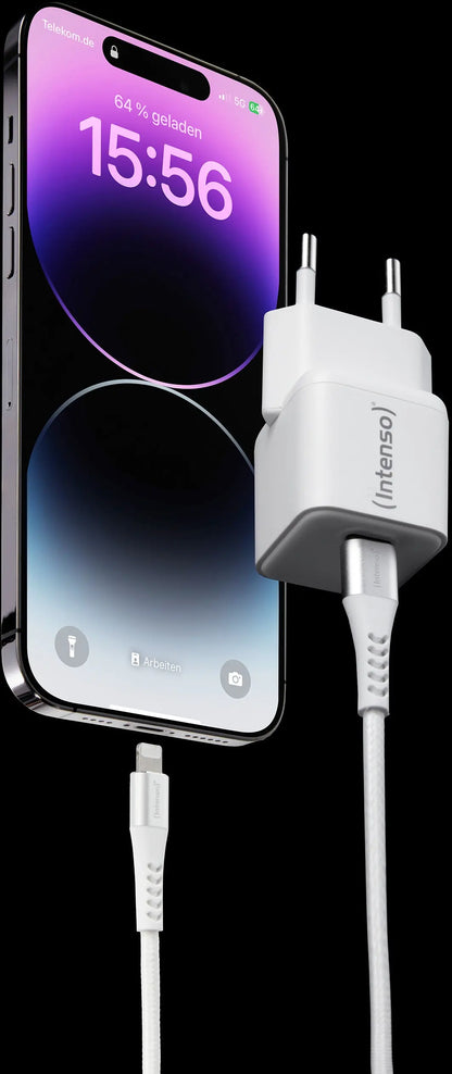 INTENSO Power Charger 30W GaN 1x USB-C 7803052 +Cable USB-C - Lightning white