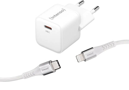 INTENSO Power Charger 30W GaN 1x USB-C 7803052 +Cable USB-C - Lightning white