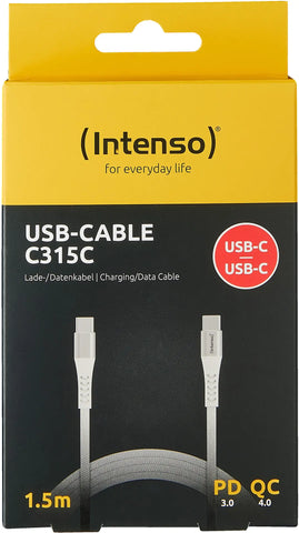 INTENSO Cable USB-C to USB C 7901002 1.5 m, Nylon white
