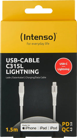 INTENSO Cable USB-C to Lightning 7902002 1.5 m, Nylon white