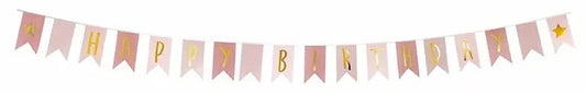 JABADABADO Wimpelkette A3217 Happy Birthday, pink 3.5m