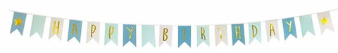 JABADABADO Wimpelkette A3218 Happy Birthday, blau 3.5m