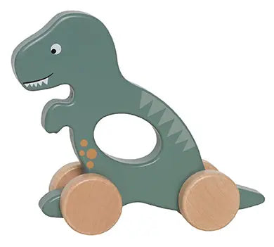 JABADABADO Dino aus Holz mit Rädern C2557 grün 19x5x16cm