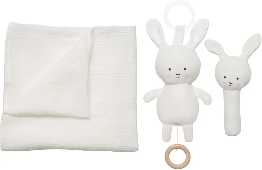 JABADABADO Geschenkset Hase in Decke S1021 weiss, 3-teilig