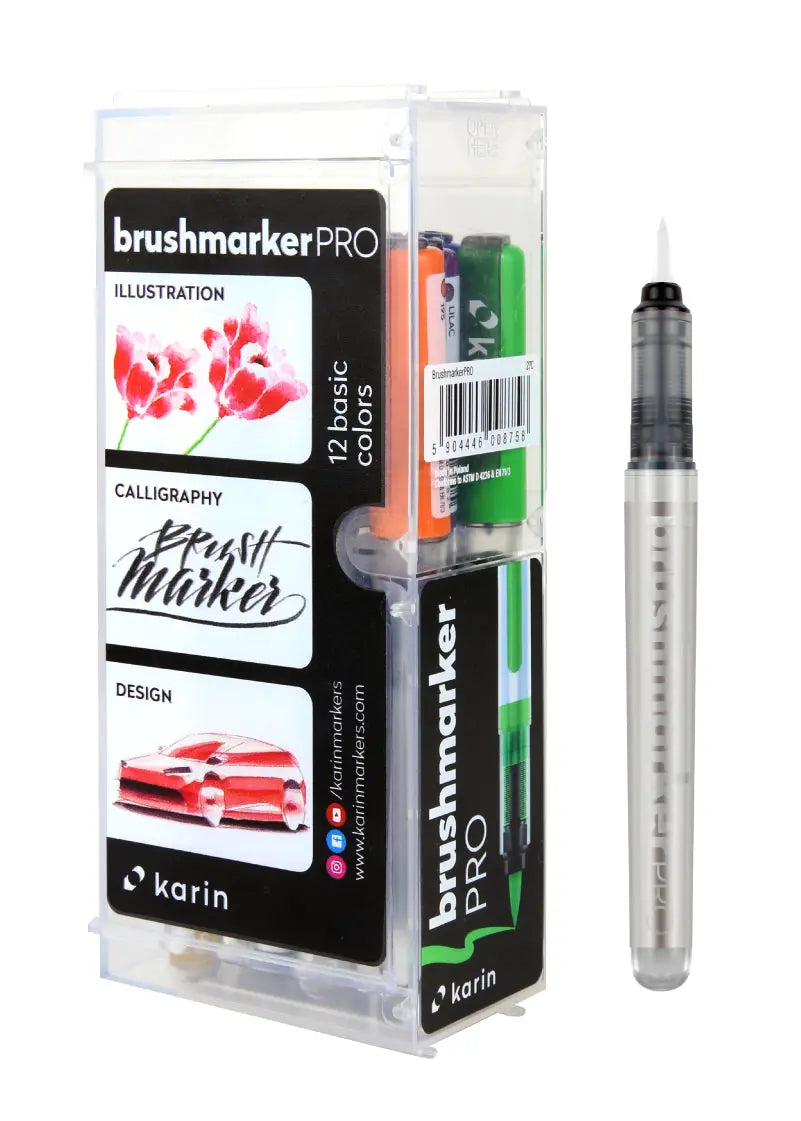 KARIN Brush Marker PRO + blender 27C1 Basic colours 12 Stück