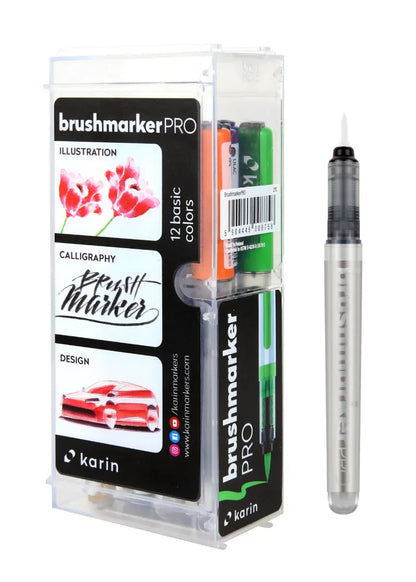 KARIN Brush Marker PRO + blender 27C1 Basic colours 12 Stück