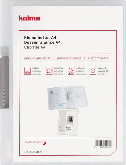 KOLMA Klemmhefter Tender A4 10.016.00 transparent, 2-teilig