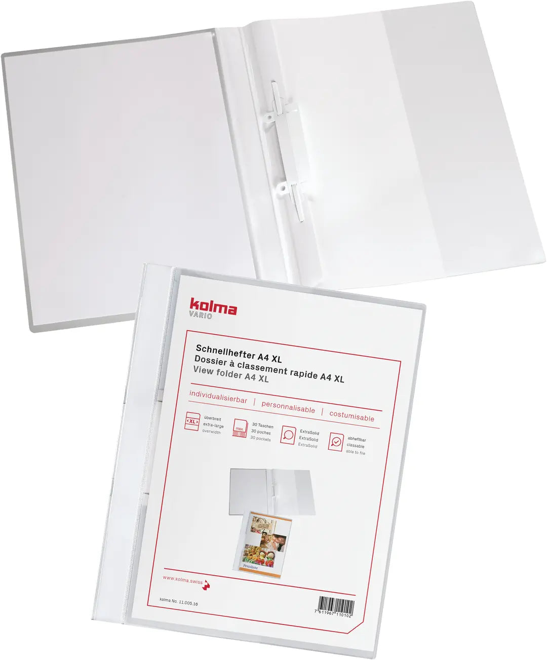 KOLMA Schnellhefter Vario A4 XL 11.005.16 weiss, ExtraSolid