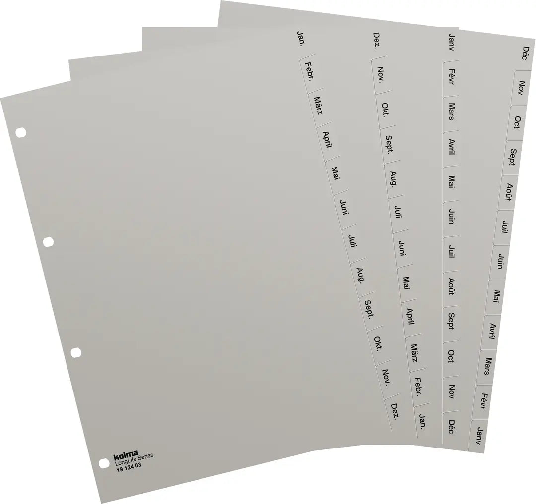 KOLMA Register LongLife A4 19.124.03 grau Jan-Dez DE