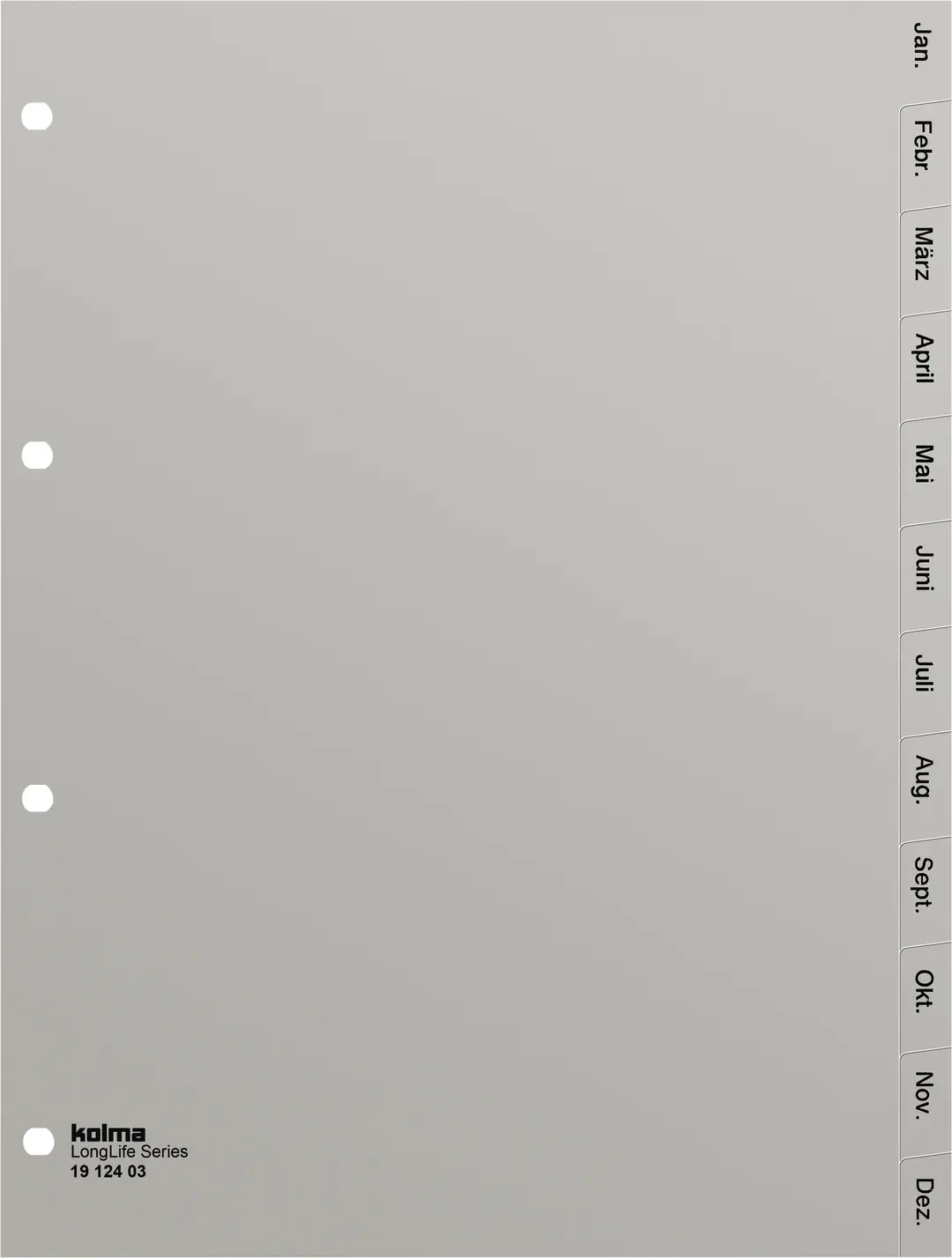 KOLMA Register LongLife A4 19.124.03 grau Jan-Dez DE