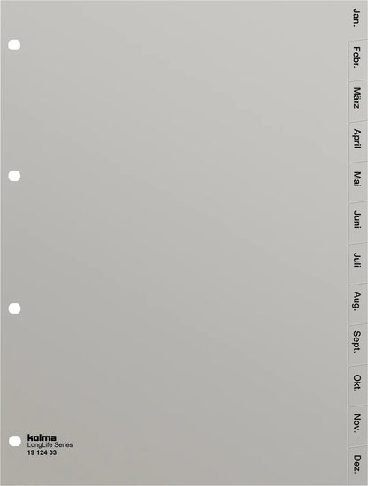 KOLMA Register LongLife A4 19.124.03 grau Jan-Dez DE