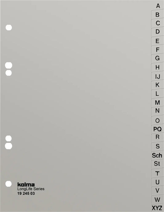 KOLMA Register LongLife A5 19.245.03 grau A-Z 24-teilig