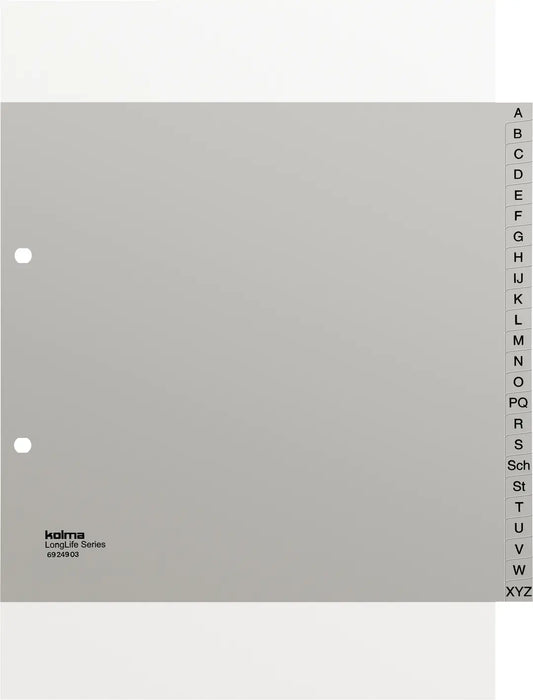KOLMA Register LongLife A4 1/2 H. 69.249.03 grau A-Z 24-teilig