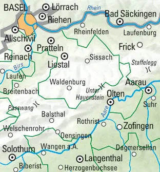 KÜMMERLY+FREY Wanderkarte 325902204 Basel-Basel-L 1:60'000