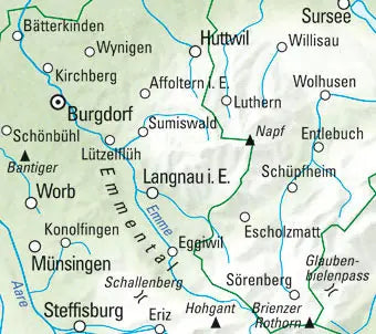 KÜMMERLY+FREY Wanderkarte 325902210 Emmental-Entlebuch 1:60'000