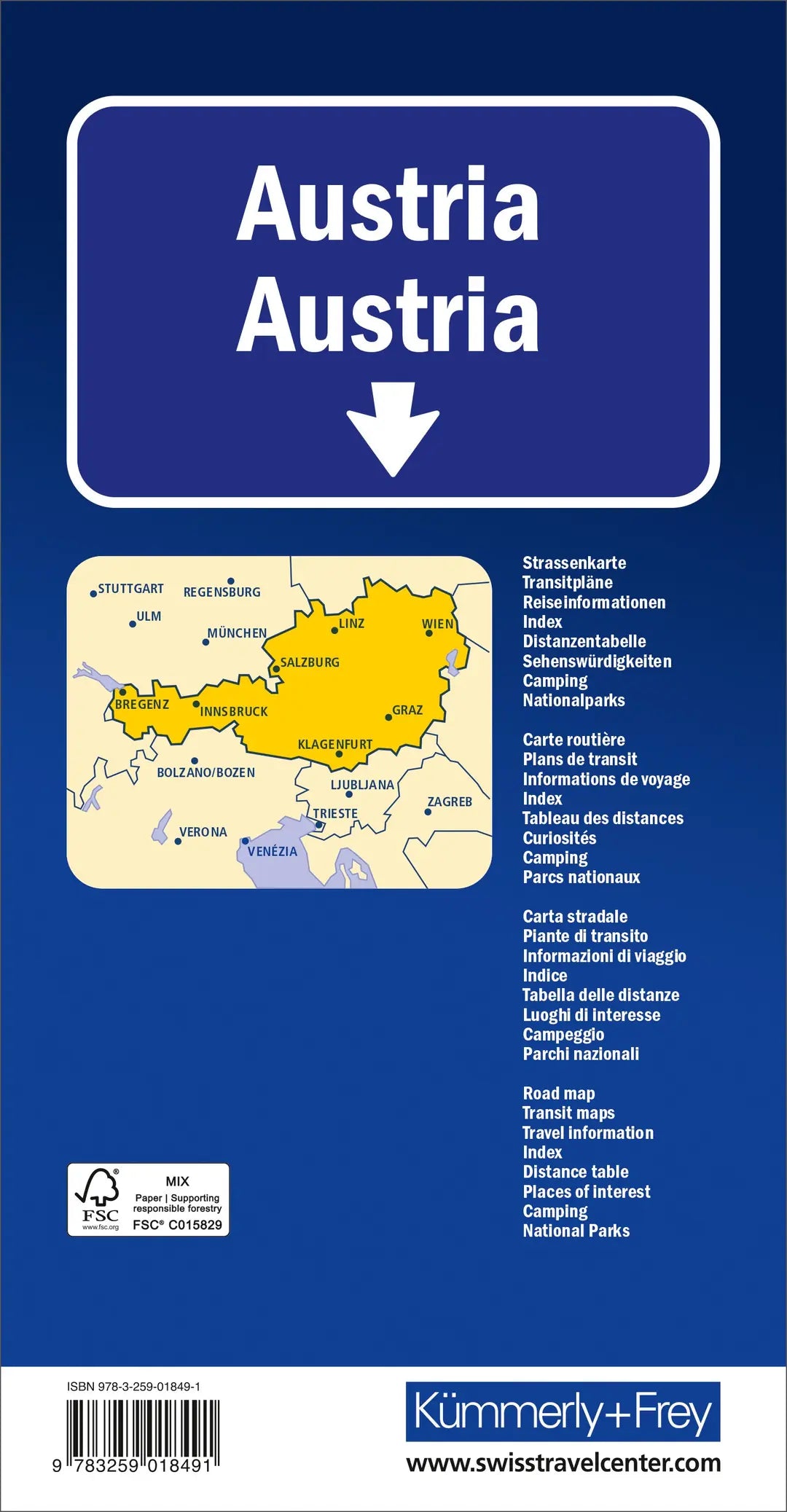 KÜMMERLY+FREY Strassenkarte 325901115 Österreich 1:500'000