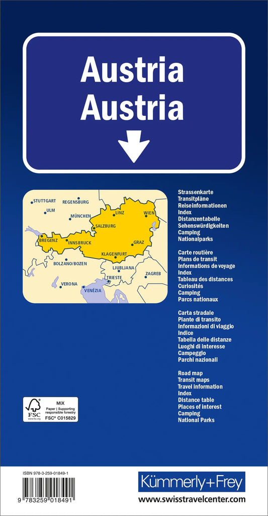 KÜMMERLY+FREY Strassenkarte 325901115 Österreich 1:500'000