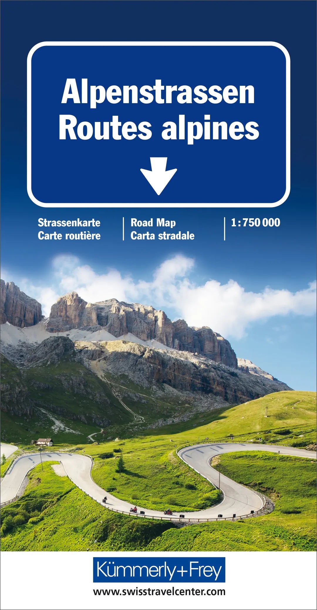 KÜMMERLY+FREY Strassenkarte 325901805 Alpenstrassen (CH/A) 1:750'000