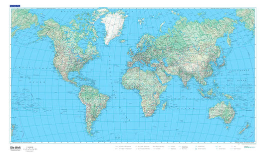 KÜMMERLY+FREY Plano-Weltkarte 87.5x51cm 325994083 physikalisch 1:50 Mio.