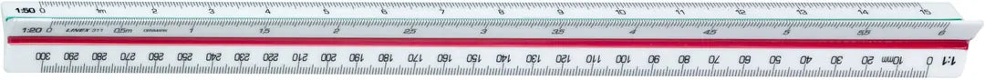 LINEX Dreikantmassstab 30cm 94700L weiss/farbig