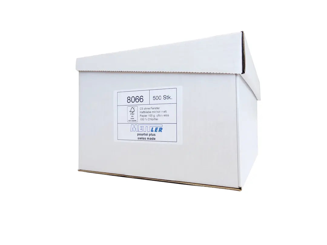 METTLER Couvert ohne Fenster C5 8066 100g,ultraweiss,Kleber 500 St.