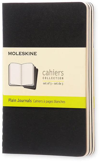 MOLESKINE Notizheft Cahier A6 704918 blanko, schwarz 3 Stück