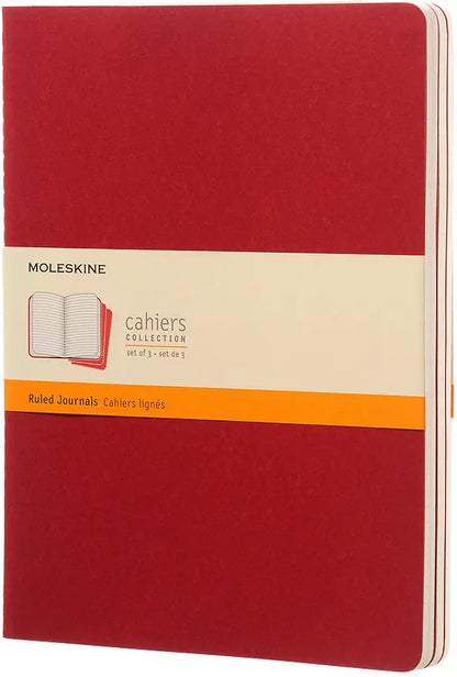 MOLESKINE Notizheft Cahier XL 25x19cm 931076 liniert, rot 3 Stück