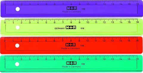 M+R Flachlineal 16cm 1116-0150 farbig ass.