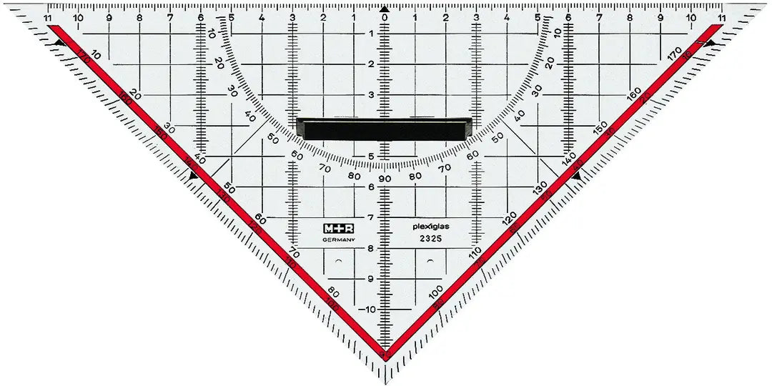 M+R Geometriedreieck 22cm 23250100 abnehmbarer Griff, rot