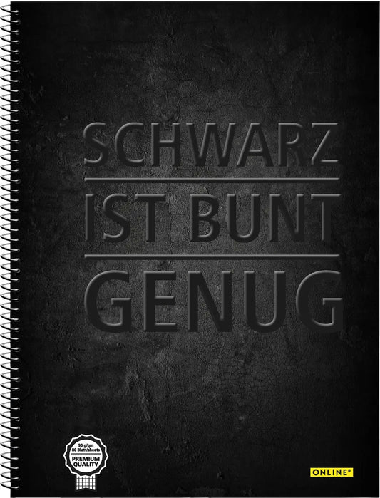ONLINE Collegeblock Schwarz A4 10122/9 kariert, 90g 80 Blatt