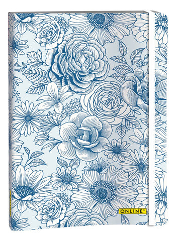 ONLINE Bullet Journal Blue Flowers A5 18022 120g, 72 Blatt dotted
