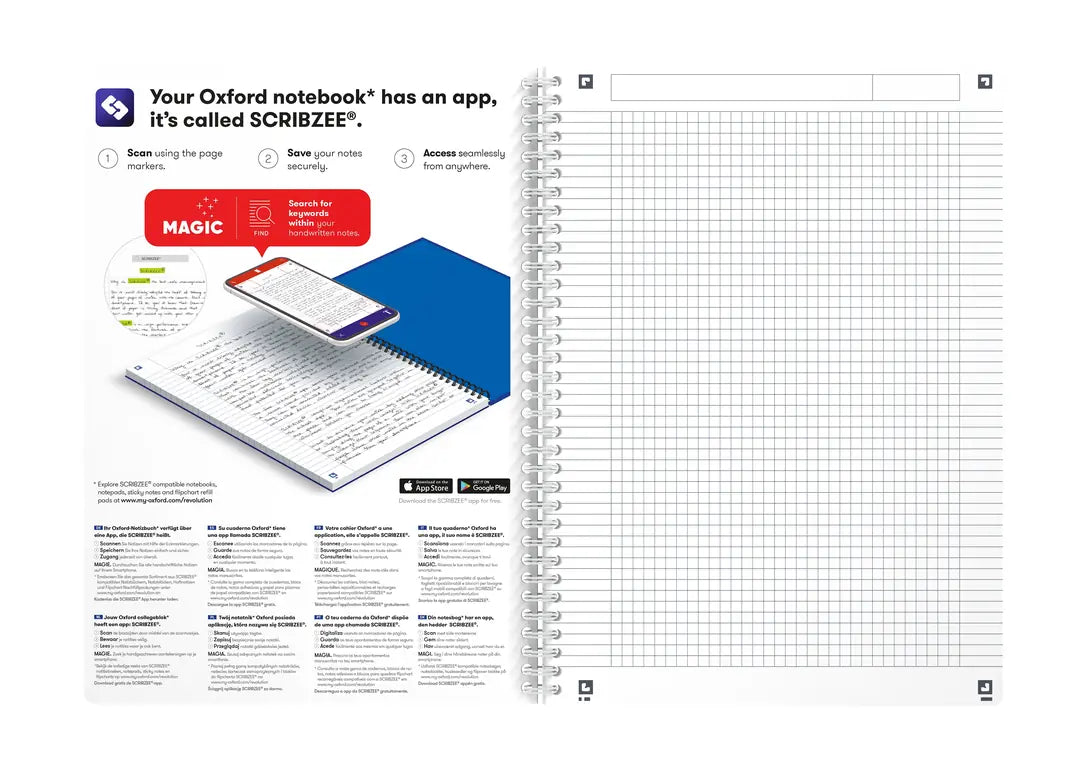 OXFORD Spiralbuch MyColours A4 100101864 kariert 5mm, 90g 90 Blatt