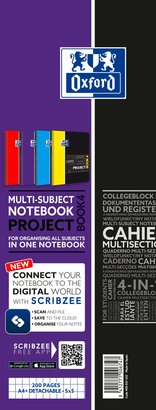 OXFORD Projectbook A4+ 400037432 kariert 5mm, 90g 100 Blatt