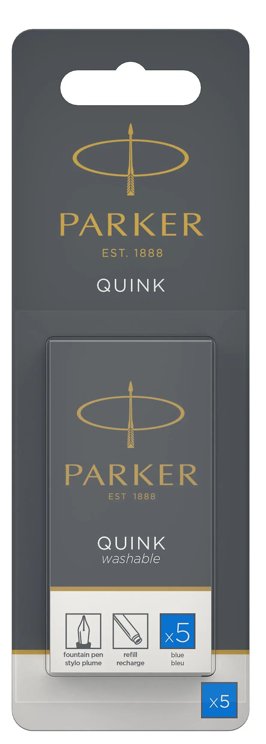 PARKER Tintenpatrone Quink 1950208 blau, 5 Stück