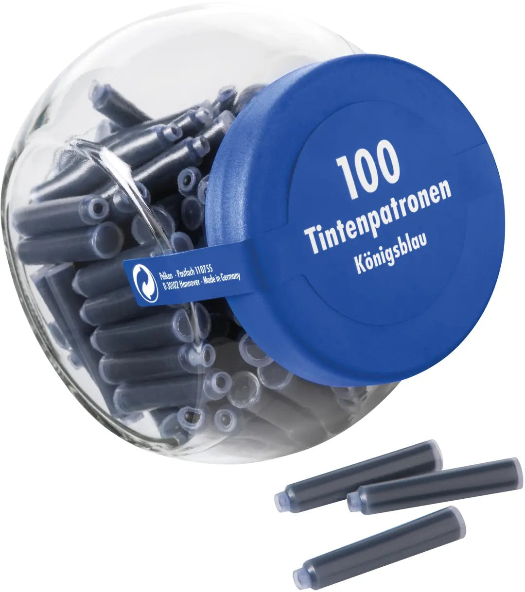 PELIKAN Tintenpatronen im Glas 156372 100 Stück königsblau