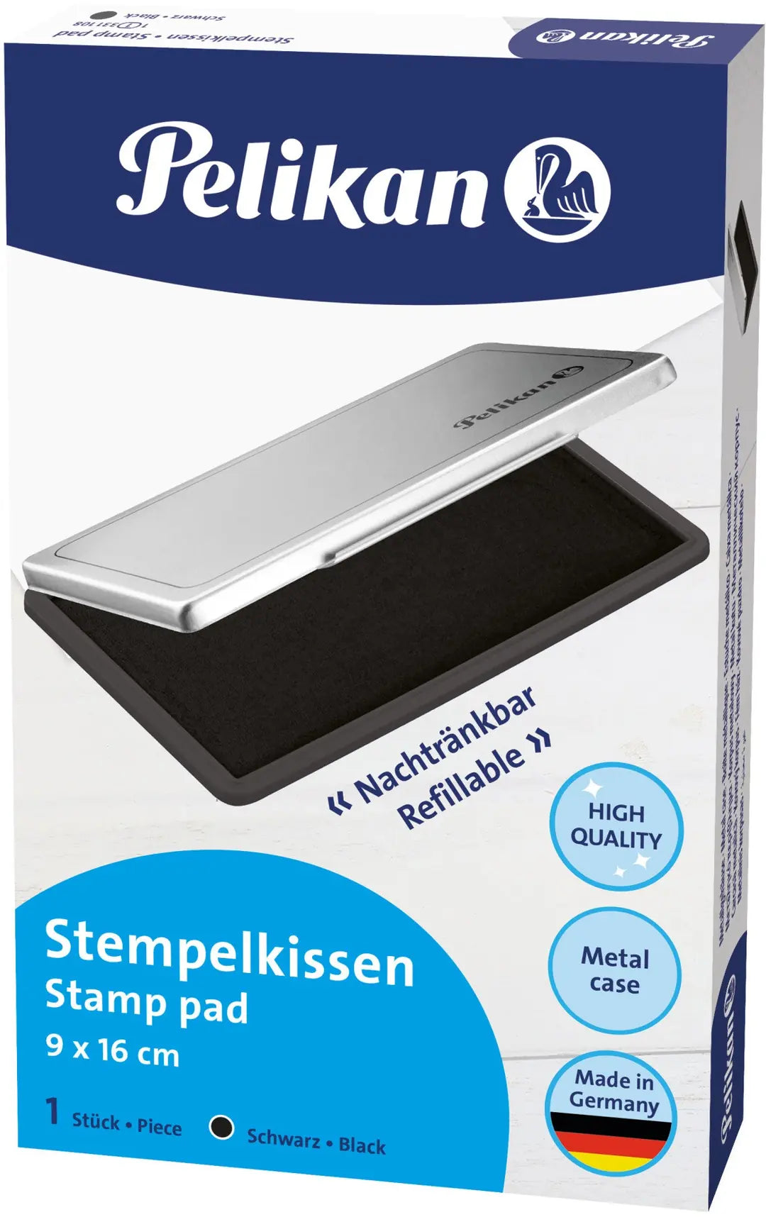 PELIKAN Metall-Stempelkissen schwarz 331108 Gr.1 16x9cm