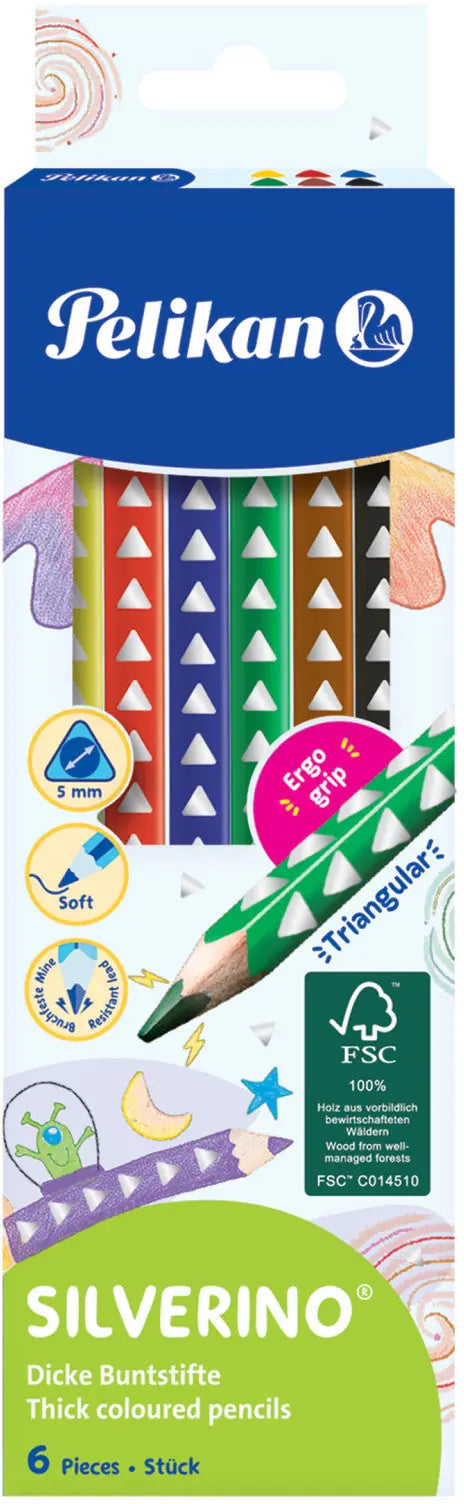 PELIKAN Buntstifte dick Silverino 700610 6 Farben