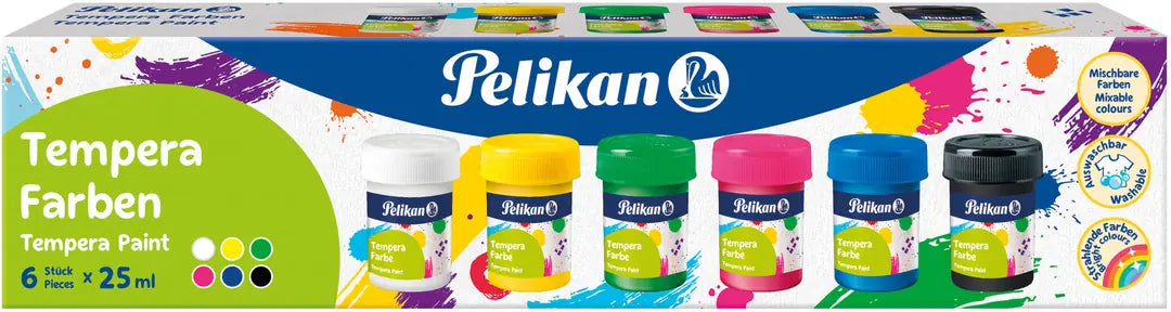 PELIKAN Temperafarbe Grundfarben 25ml 804882 6 Farben ass.