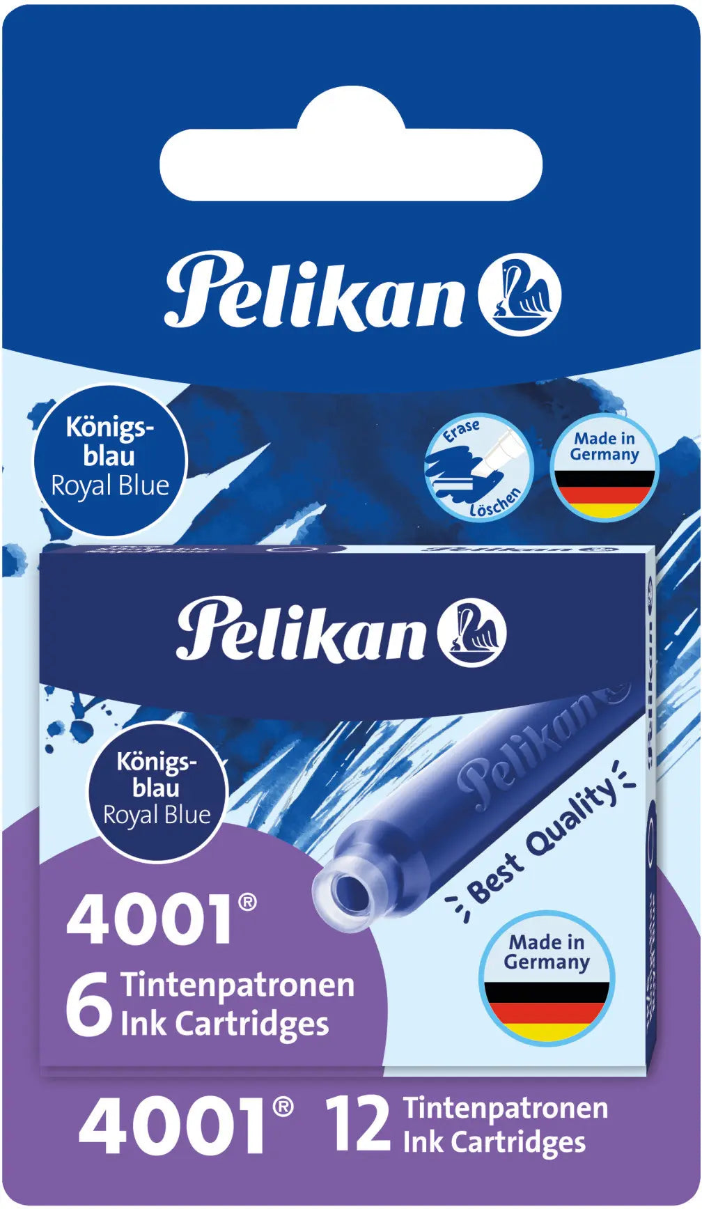 PELIKAN Tintenpatrone TP/6/2/B blau 12 Stück, Blister