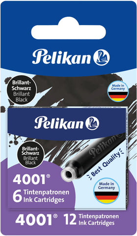 PELIKAN Tintenpatrone TP/6/2/B schwarz 12 Stück, Blister