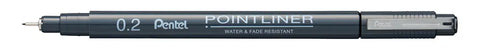 PENTEL Fineliner Pigment 0.2 mm S20P-2A POINTLINER, schwarz