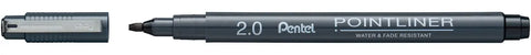 PENTEL Fineliner Pigment Call. 2.0 mm S20P-C2A POINTLINER, schwarz
