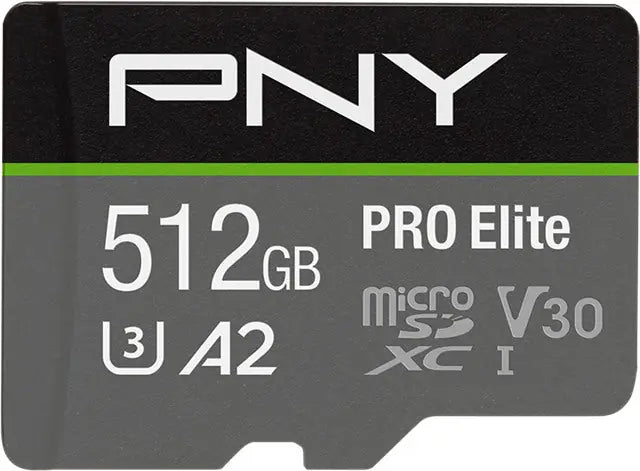PNY micro-SDXC Pro Elite 512GB P-SDUX512U3100PRO-GE UHS-I U3 A2 & adapter