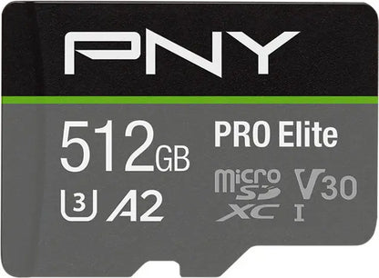 PNY micro-SDXC Pro Elite 512GB P-SDUX512U3100PRO-GE UHS-I U3 A2 & adapter