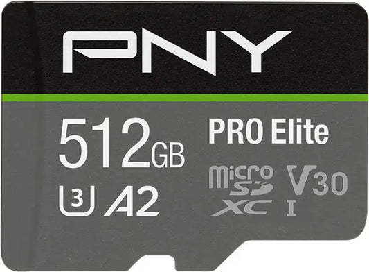 PNY micro-SDXC Pro Elite 512GB P-SDUX512U3100PRO-GE UHS-I U3 A2 & adapter