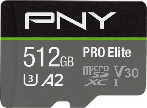 PNY micro-SDXC Pro Elite 512GB P-SDUX512U3100PRO-GE UHS-I U3 A2 & adapter