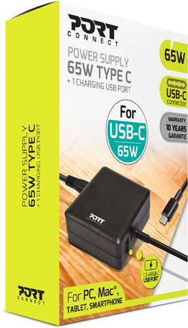 PORT PowerSupply 65W-Type-C EU 900097 black,& 1 charging USB Port