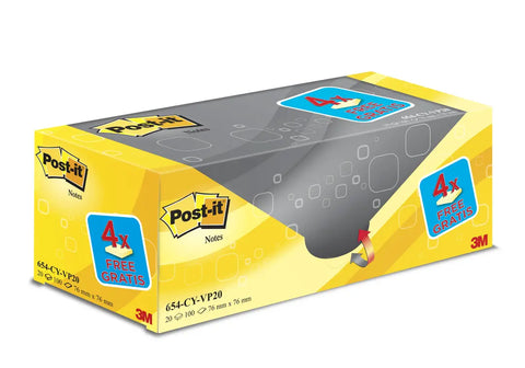 POST-IT Block Sparbox 76x76mm 654-VP20 gelb/100 Blatt 20 Stück