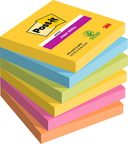 POST-IT Block Super Sticky Carnival 6546SSCAR 5-farbig, 6x90 Blatt 76x76mm