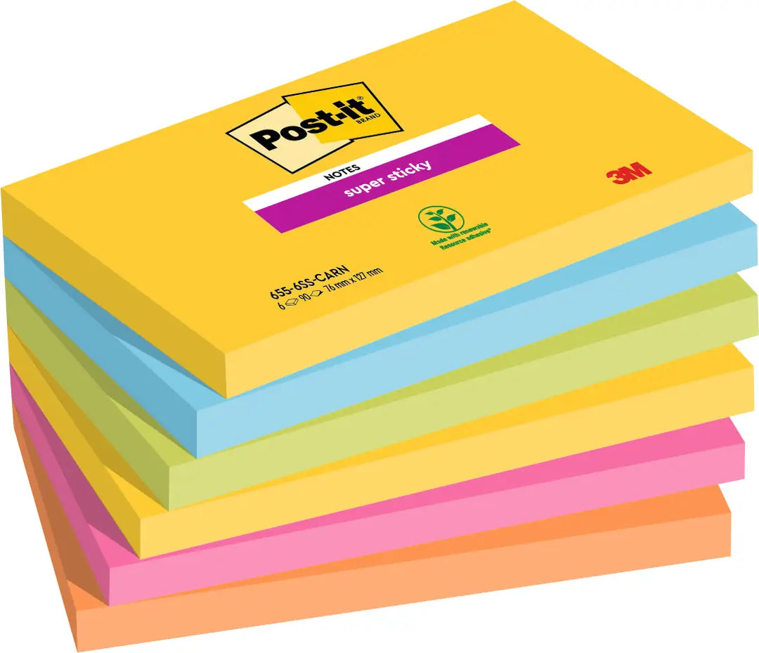 POST-IT Block Super Sticky Carnival 6556SSCAR 5-farbig 6x90 Blatt 127x76mm